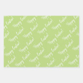 かわいい春バニーハッピーイースターおもしろいグリーンピンク ラッピングペーパーシート (正面3)