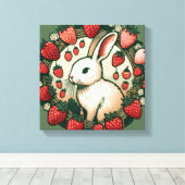 かわいい春バニーラビットベビーバニーラビット キャンバスプリント (インサイチュ (ウッドフロア))
