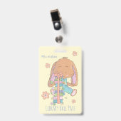 かわいい春バニー図書館ホールパスバッジ バッジ (正面 (クリップ付))