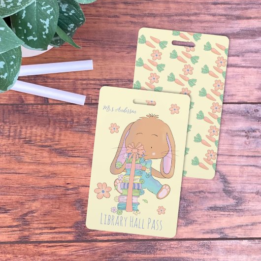 かわいい春バニー図書館ホールパスバッジ バッジ