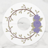 かわいい春パープルフローラリースパーティー ワイングラスタグ (正面)