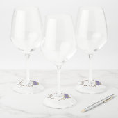 かわいい春パープルフローラリースパーティー ワイングラスタグ (セット)