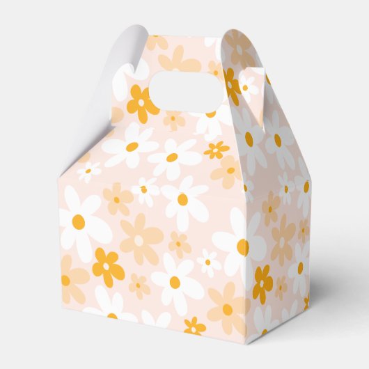 かわいい春ピンクイエローデイジーベビーガールシャワー フェイバーボックス (裏面サイド)