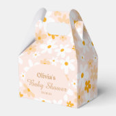 かわいい春ピンクイエローデイジーベビーガールシャワー フェイバーボックス (正面サイド)