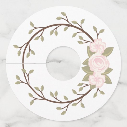 かわいい春ピンクフローラリースパーティー ワイングラスタグ (正面)