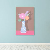 かわいい春ブーケモダン花模様 キャンバスプリント (インサイチュ (ウッドフロア))