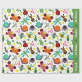かわいい春虫パターンキッズネーム年齢誕生日 ラッピングペーパー (フラット)
