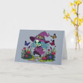 かわいい春魔女 カード (黄色い花)