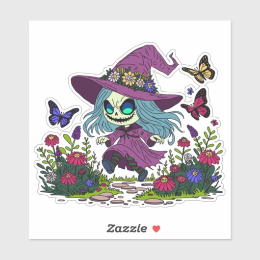 かわいい春魔女 シール (シート)