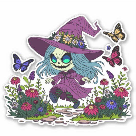 かわいい春魔女 シール (正面)