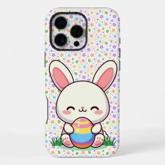かわいい春/イースターのうさぎと卵 iPhoneケース (裏面)