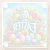 かわいい春/イースターバニーと卵 ガラスコースター (裏面)