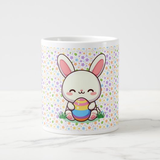 かわいい春/イースターバニーと卵 ジャンボコーヒーマグカップ (正面)