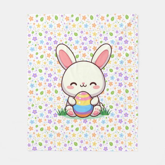 かわいい春/イースターバニーと卵 フリースブランケット (正面)