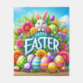 かわいい春/イースターバニーと卵 フリースブランケット (正面)