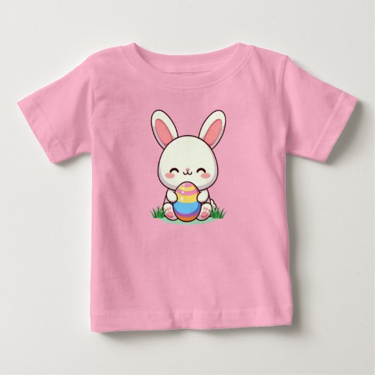 かわいい春/イースターバニーと卵 ベビーTシャツ (正面)