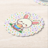 かわいい春/イースターバニーと卵 ペーパーコースター (アングル)