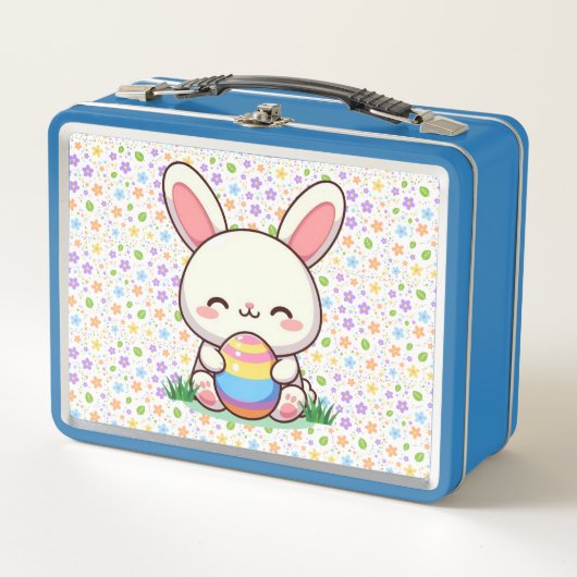 かわいい春/イースターバニーと卵 メタルランチボックス (正面)