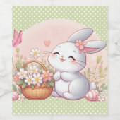 かわいい春/イースターバニーと卵 ワインラベル (シングルラベル)