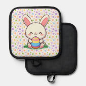 かわいい春/イースターバニーと卵 鍋敷き (正面/裏面)