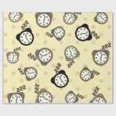 かわいい時計ベージュパーティー ラッピングペーパー (フラット)