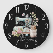 かわいい時間裁縫追加文字 ラージ壁時計 (正面)