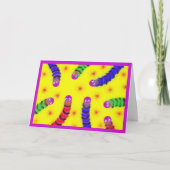 かわいい暖かいファジーワームのファジー勇気付けられる カード (正面)