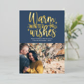 かわいい暖かい冬の願い写真ホイルホリデーカード 箔シーズンカード (立ち正面)