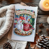 かわいい暖かい冬の願い雪だるまクリスマスカード シーズンカード