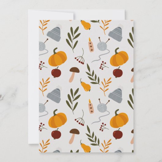 かわいい暖かい秋のエッセンシャルウェディング招待 サンキューカード (裏面)