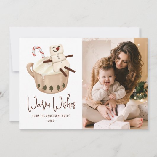 かわいい暖かい願いホットココア写真 シーズンカード (正面)