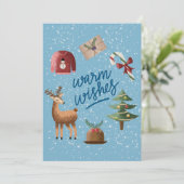 かわいい暖かい願い雪のクリスマスホリデー シーズンカード (スタンド正面)