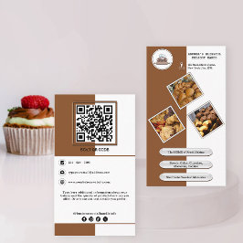 かわいい暖色ベーカリー追加QRコードブランディングデザイン 名刺