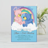 かわいい曇り虹の空のクマ性別リビールパーティー 招待状 (スタンド正面)