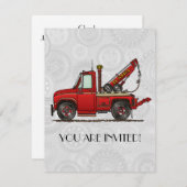 かわいい曳航トラックレッカー 招待状 (正面/裏面)