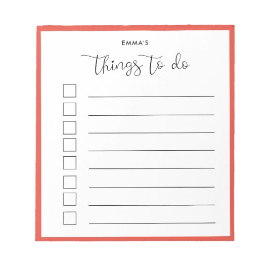 かわいい書き物のリスト ノートパッド (正面)