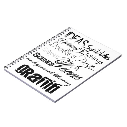 かわいい書タイポグラフィ落書き ノートブック (左側)