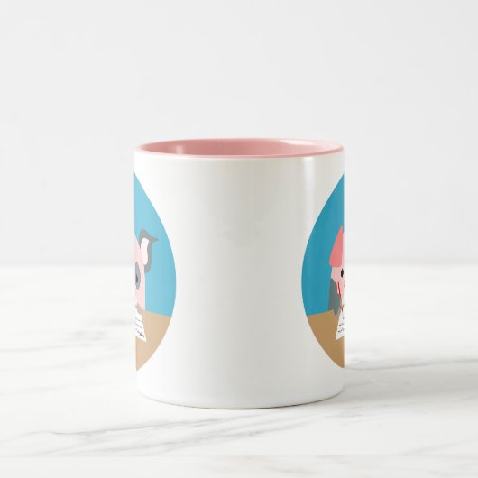 かわいい書マンガの豚 ツートーンマグカップ (中央)