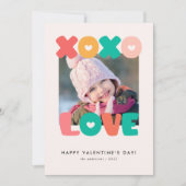 かわいい書道キッズバレンタインデー写真カード (正面)