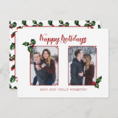 かわいい書道フォントハッピーホリデーズツーフォト ポストカード (正面/裏面)