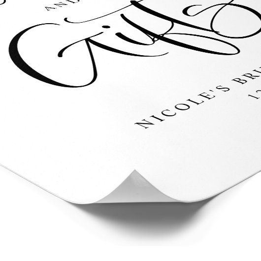 かわいい書道ブライダルシャワーのカードと贈り物 ポスター (角)