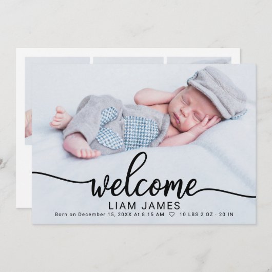 かわいい書道写真誕生のカード シーズンカード (正面/裏面)