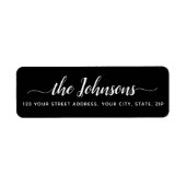 かわいい書道台本ブラック差出人住所 ラベル (正面)