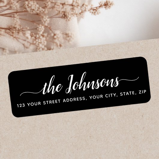 かわいい書道台本ブラック差出人住所 ラベル