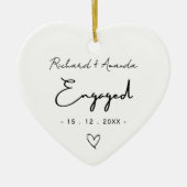 かわいい最初のクリスマスエンゲージメント ミニマル セラミックオーナメント (正面)