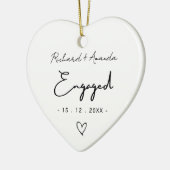 かわいい最初のクリスマスエンゲージメント ミニマル セラミックオーナメント (左)