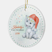 かわいい最初のベビークリスマスベビー象の女の子 セラミックオーナメント (左)