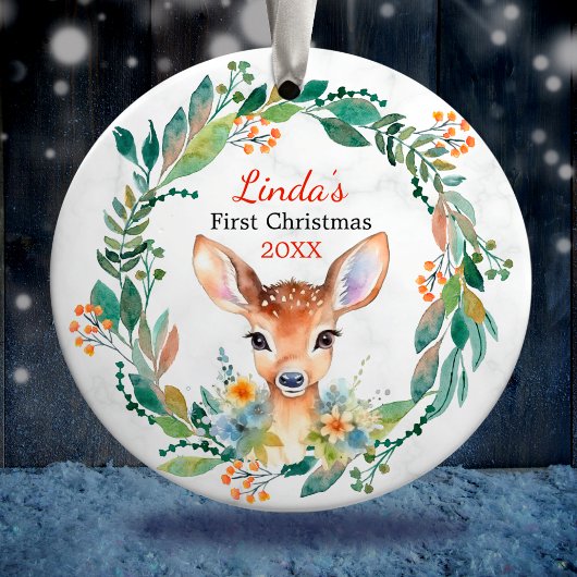 かわいい最初のベビークリスマスリースベビー 親愛 セラミックオーナメント