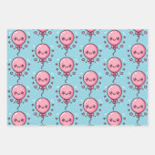 かわいい最初の誕生日カスタムかわいいキャンドルバルーン ラッピングペーパーシート (正面3)