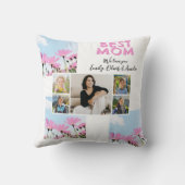 かわいい最高のママピンクの花5枚の写真コラージュ クッション (裏面)